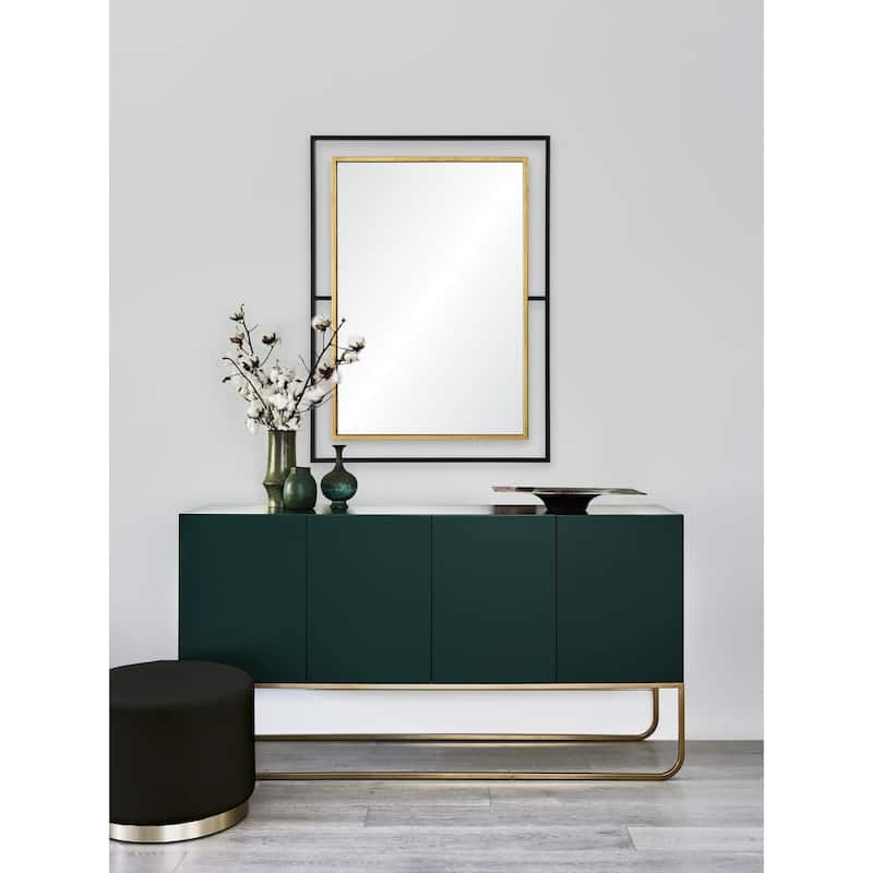 Renwil Gray Rectangle Framed Black,Antique Gold Mdf,Mirror,Iron Mirror