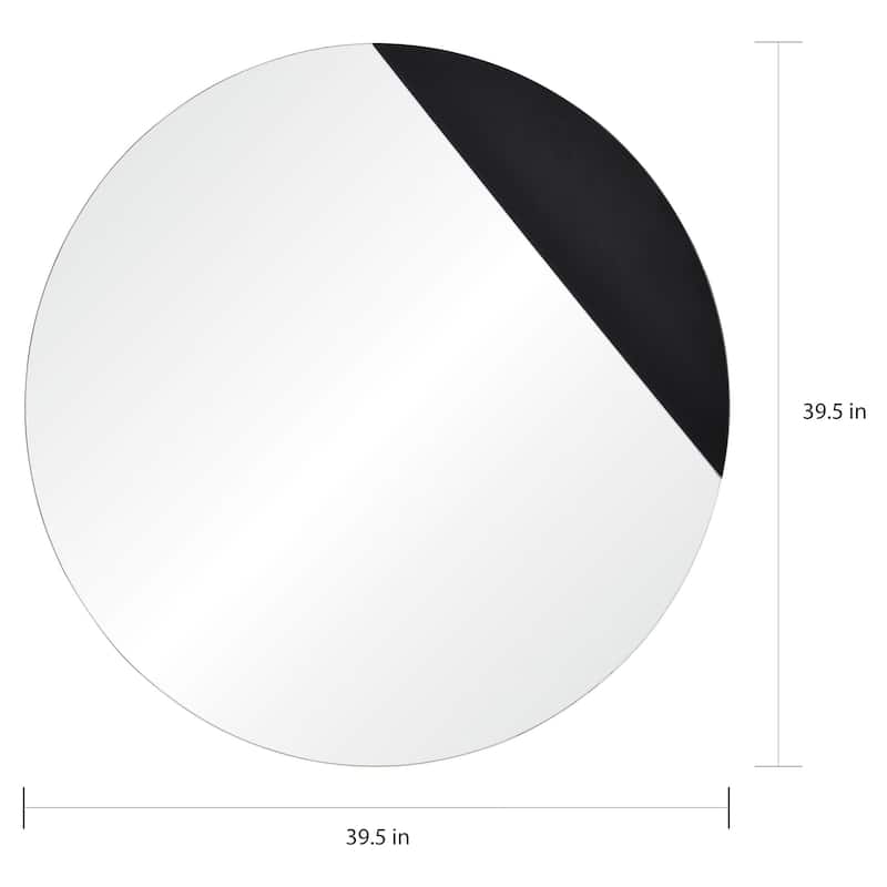 Porch & Den Avery Round Black Veneer Mirror