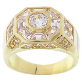 Gold Cubic Zirconia Rings Online At Our Best Simon Frank 14k Gold Overlay 3 78 Equivalent Diamond Weight Men S Octagon Cz Ring