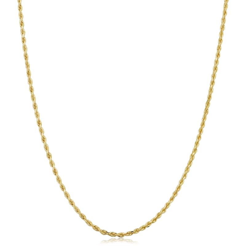 14k Yellow Gold 1.5 millimeter Rope Chain Necklace (14 - 30 inches)