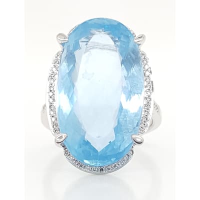 Large Aquamarine and Diamond Ring