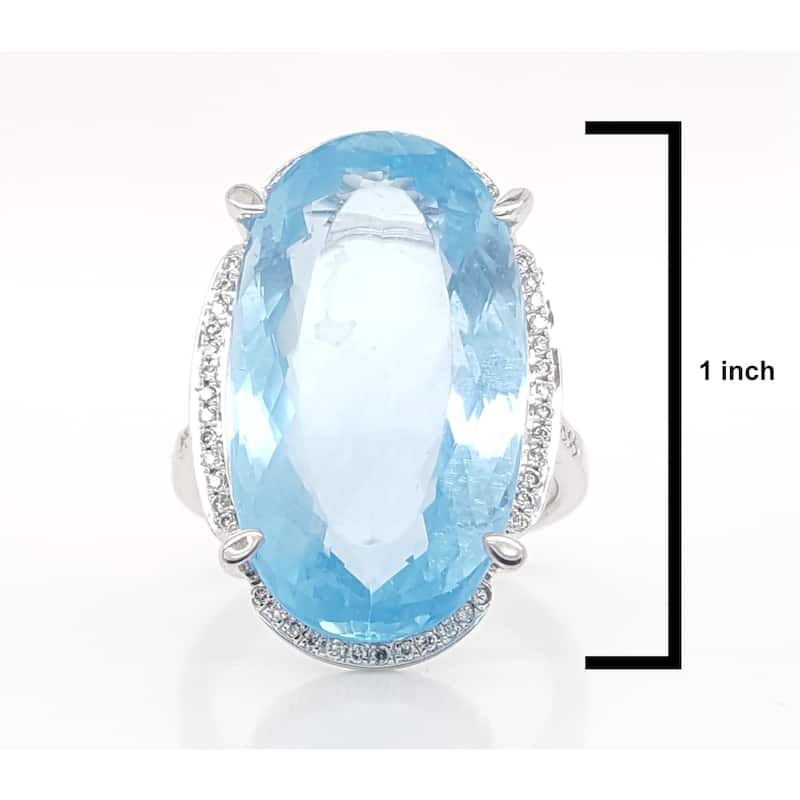 Large Aquamarine and Diamond Ring