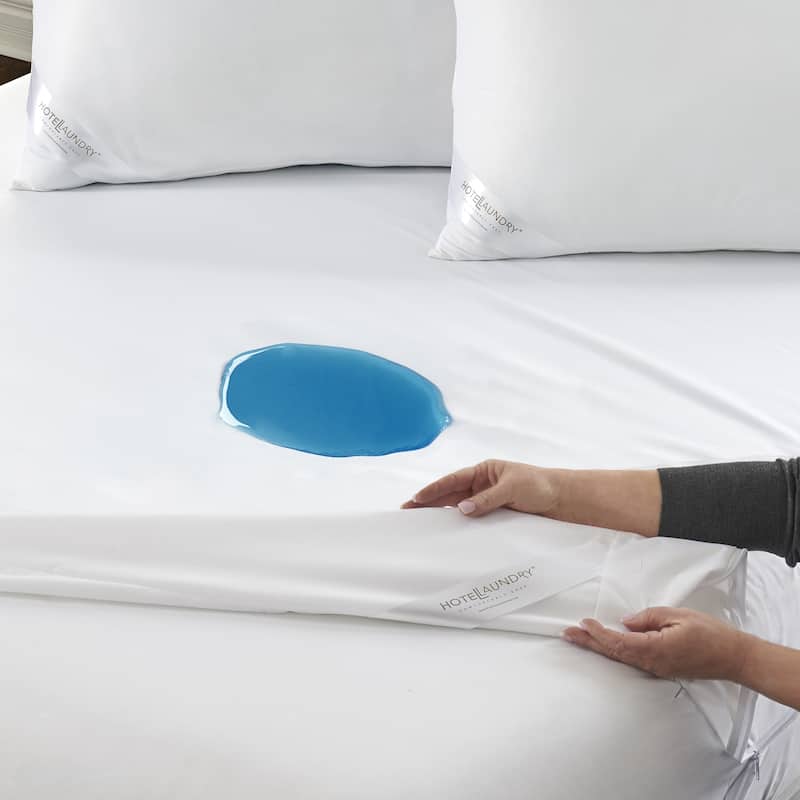 Hotel Laundry Allergy Waterproof Mattress Encasement Set fits 8 -15 inch Mattresses with Matching Waterproof Pillow Protector(s) - Queen/12" - 15" Deep