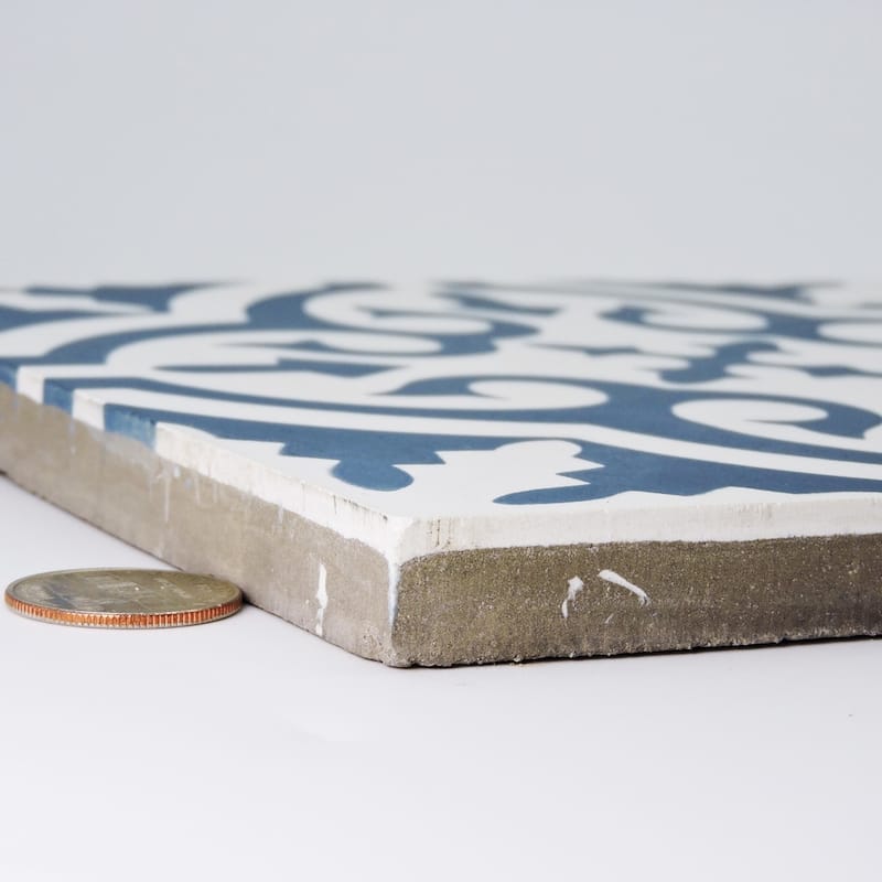 Handmade Argana in Navy Blue and White Cement Tile, Pack of 12 (Morocco)