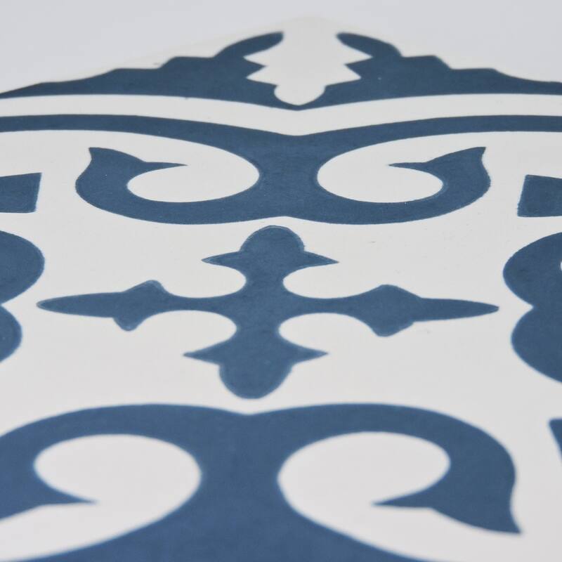 Handmade Argana in Navy Blue and White Cement Tile, Pack of 12 (Morocco)