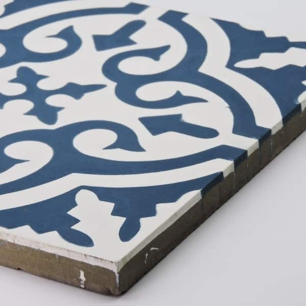 Handmade Argana in Navy Blue and White Cement Tile, Pack of 12 (Morocco) -  On Sale - Bed Bath & Beyond - 27699205