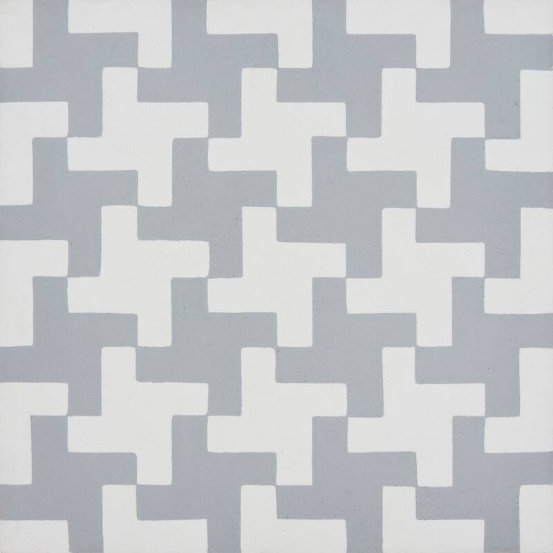 Handmade Souss in Grey and White Cement Tile, Pack of 12 (Morocco)