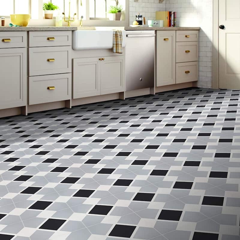 Handmade Massa in Grey, Black, White Tile, Pack of 12 (Morocco)