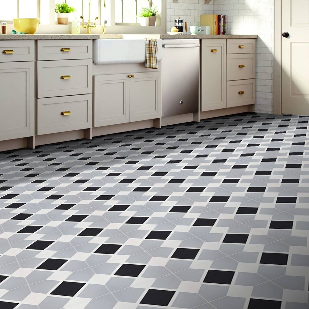 Handmade Massa in Grey, Black, White Tile, Pack of 12 (Morocco)