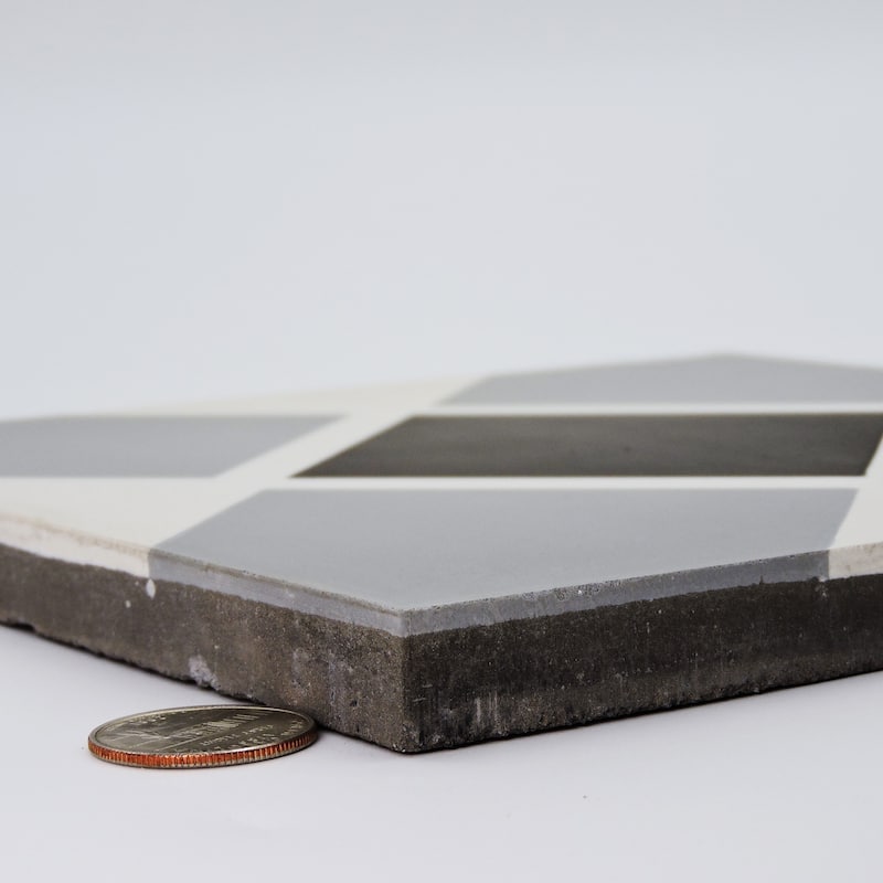 Handmade Massa in Grey, Black, White Tile, Pack of 12 (Morocco)