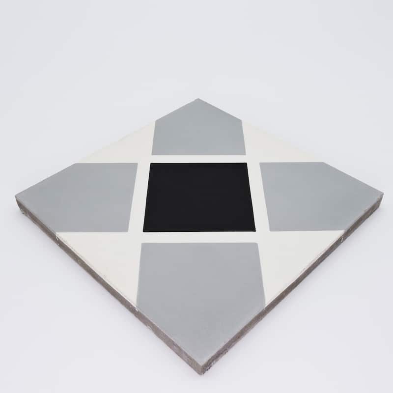 Handmade Massa in Grey, Black, White Tile, Pack of 12 (Morocco)