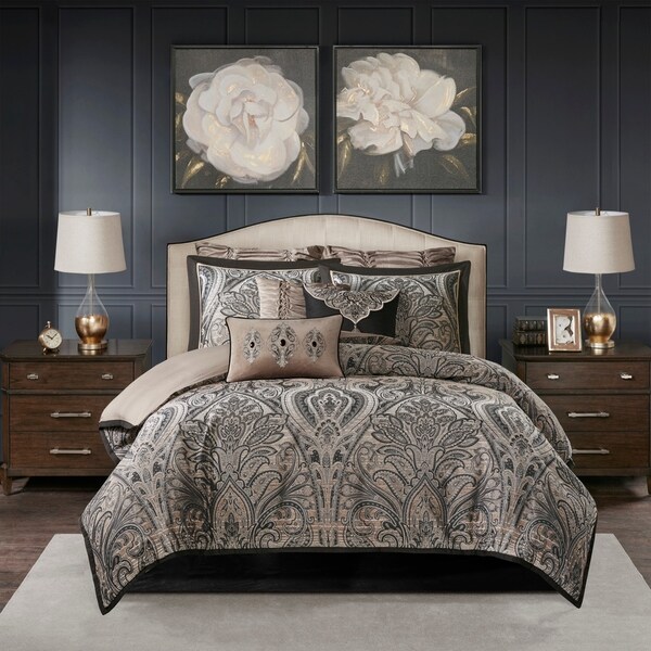 Madison Park Signature Grandover Taupe Jacquard Comforter Set