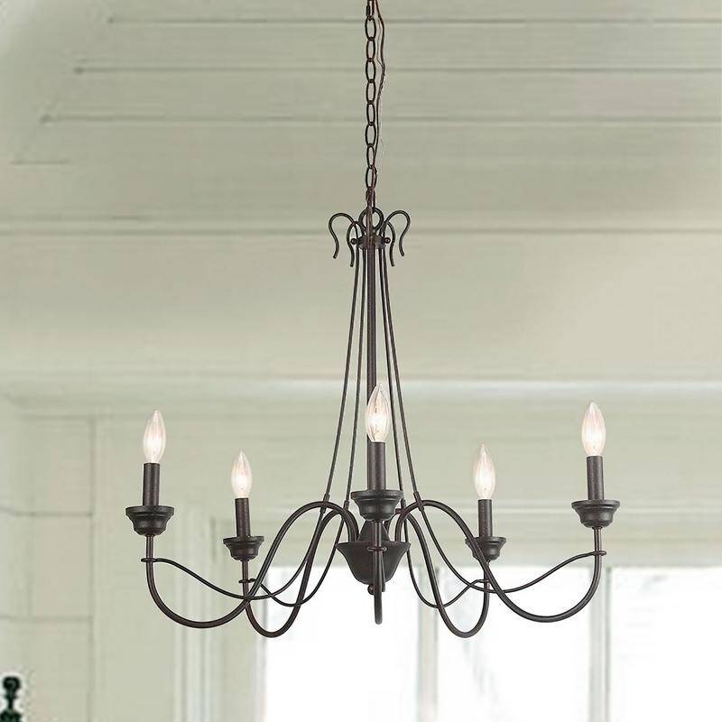Modern Farmhouse 5 Lights Candle Chandeliers Rust Pendant Lights Candle Chandeliers Rust Pendant