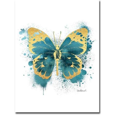 Butterfly Gold and Indigo by Amanda Greenwood Gallery Wrapped Canvas Giclee Art (32 in x 24 in)