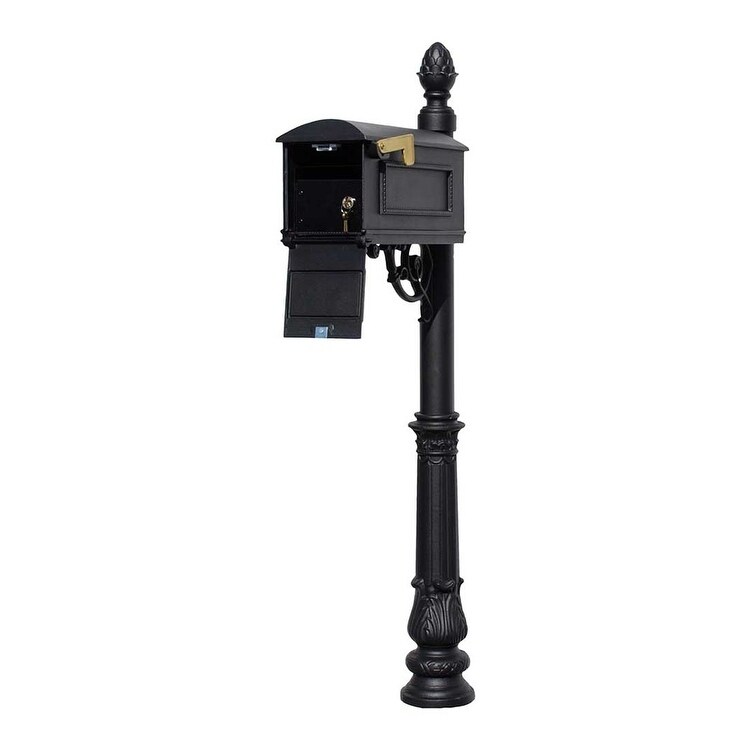 Qualarc Lewiston Equine Mailbox Post System With Locking Insert Ornate Base Pineapple Finial Black Overstock 27700469