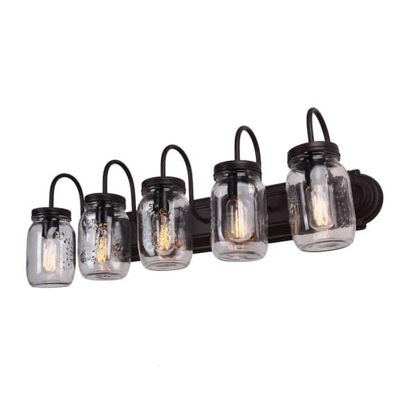 Shop Mason Jar Bathroom Vanity 5 Light Wall Sconce Fixture