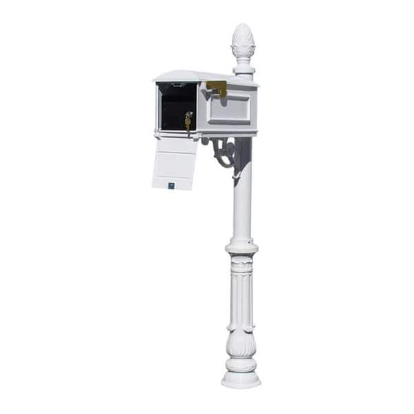 Qualarc Lewiston Equine Mailbox Post System With Locking Insert Ornate Base Pineapple Finial White Overstock 27701062