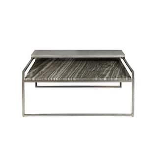 Modern Grey and Sand Natural Stone Top Coffee Table
