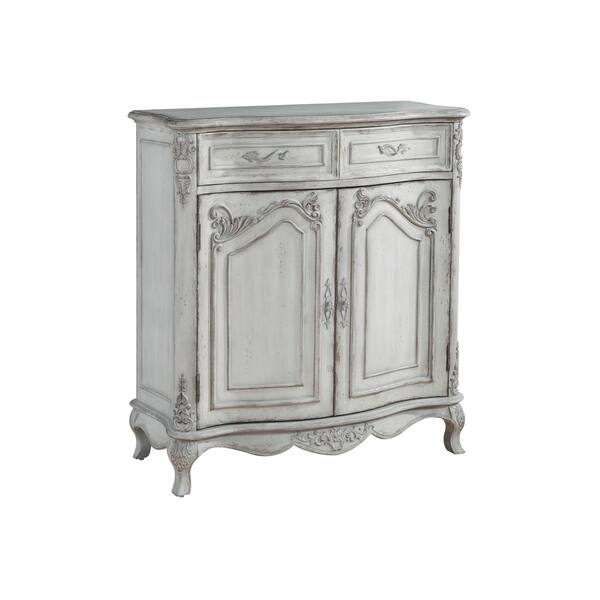 Shop Weathered Cream Distressed Finish Two Door Wine And Bar