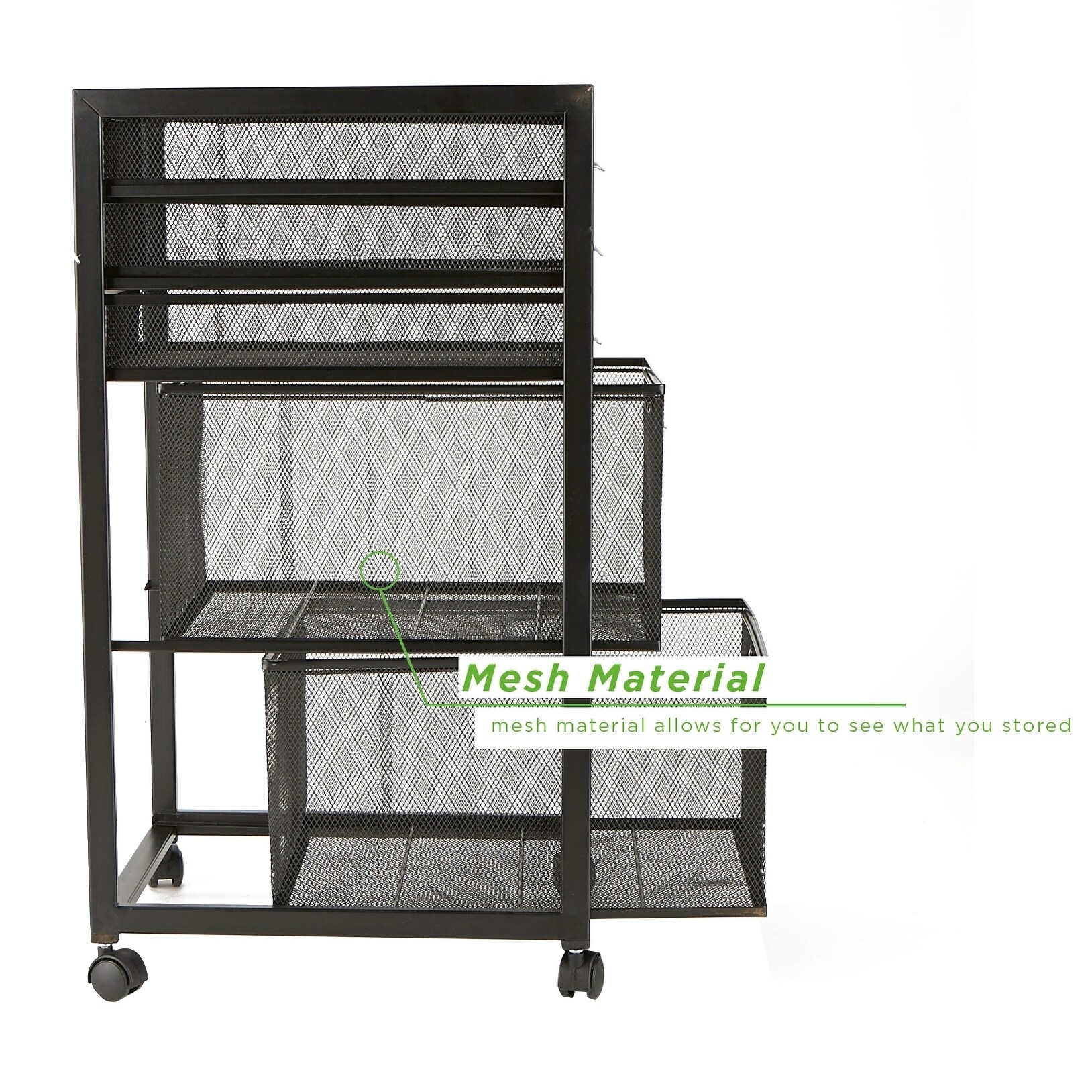 Metal Black Mind Reader 5twheel Blk 5 Tiered Cabinet Utility 5twheel Blk 5 Tiered Cabinet Utility