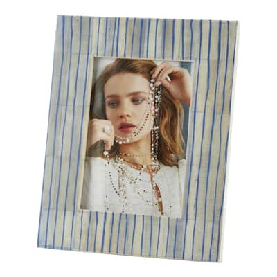 Blue Line Design Bone Photo Frame