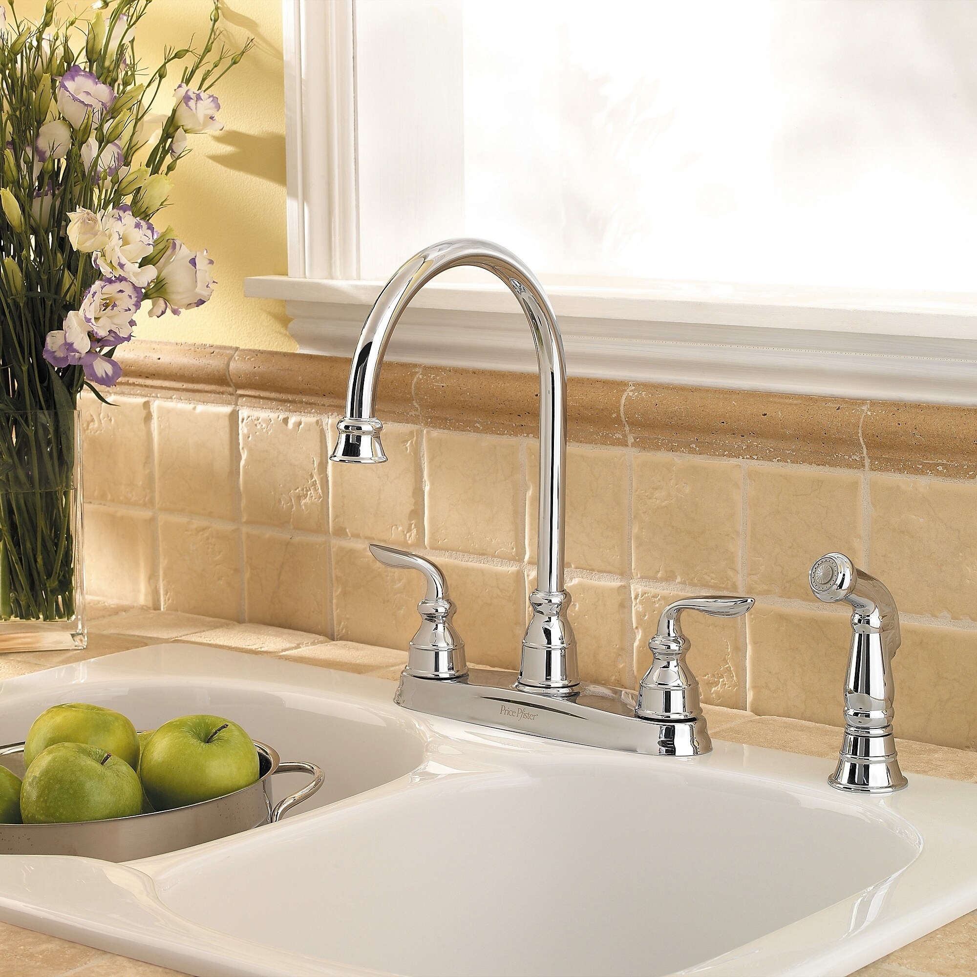Shop Pfister Avalon Lf 036 4cbc Polished Chrome 2 Handle Kitchen