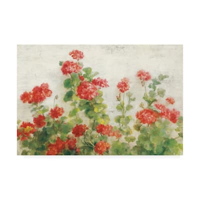 Danhui Nai 'Red Geraniums on White v2' Canvas Art