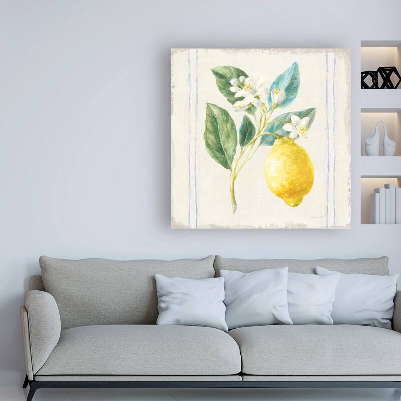 Danhui Nai 'Flour sack Lemons I Sq Navy' Canvas Art