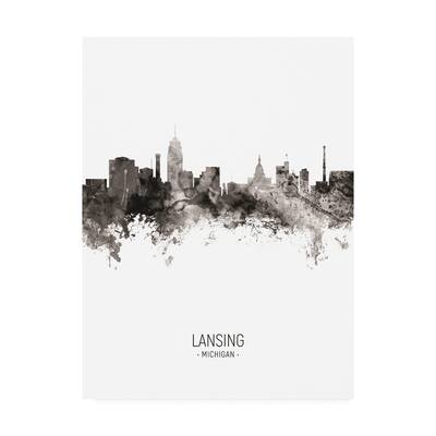 Michael Tompsett 'Lansing Michigan Skyline Portrait II' Canvas Art