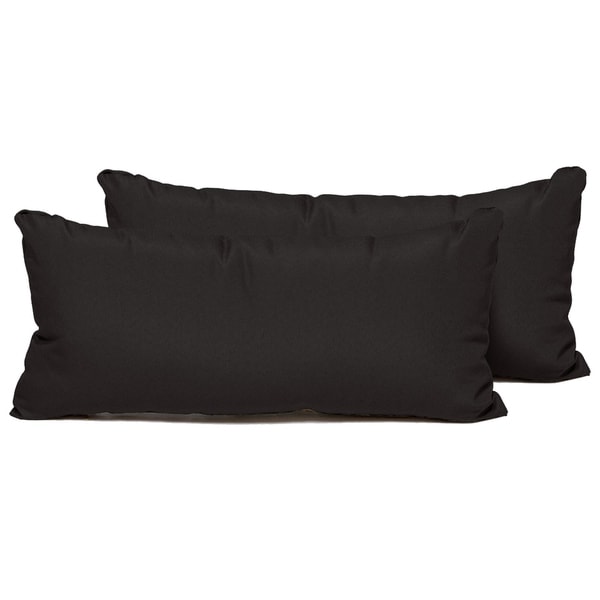 Black Outdoor Throw Pillows Rectangle Set of 2
