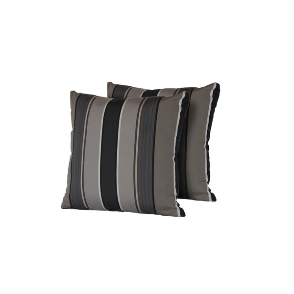 Grey Mix Stripe Outdoor Throw Pillows Square Set of 2