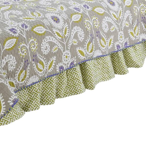 Cotton Tale Periwinkle Green and White Geometric 15in drop Twin Size