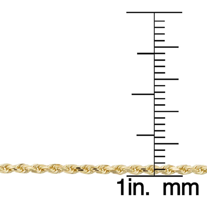 14k Yellow Gold 1.9 millimeter Rope Chain Necklace (16 - 30 inches)