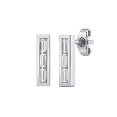 Auriya 1/3ctw Baguette Diamond Bar Stud Earrings 14K Gold