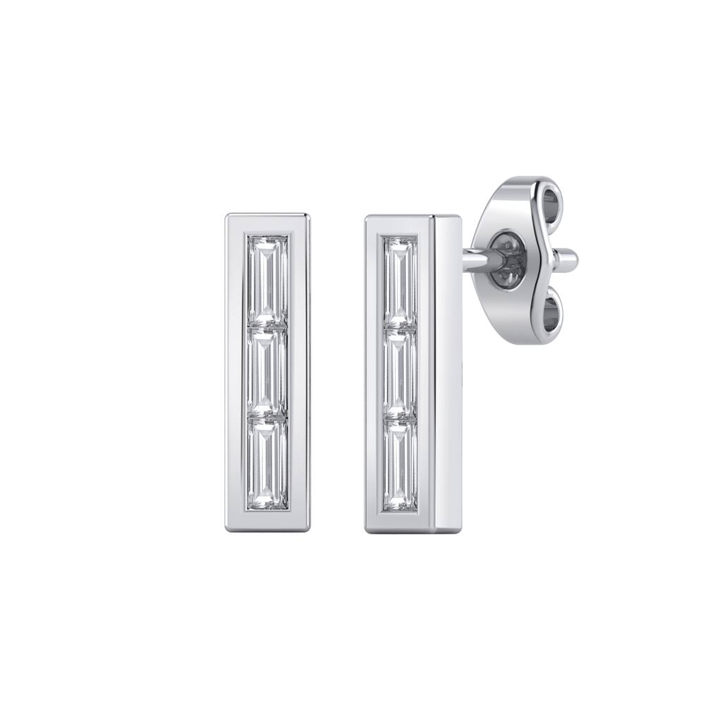 Auriya 1/3ctw Baguette Diamond Bar Stud Earrings 14K Gold