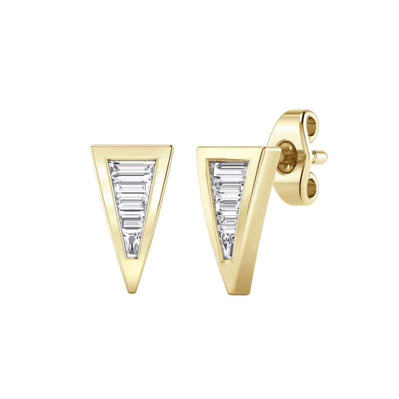 Auriya Triangle Shaped 1/4ctw Baguette Diamond Stud Earrings 14K Gold (H-I, I1-I2)