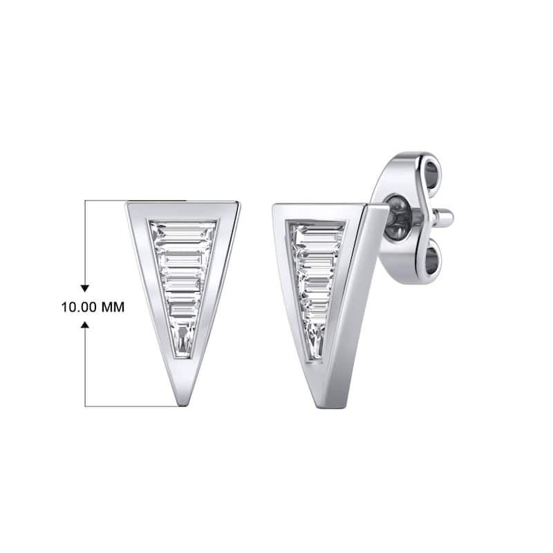 Auriya Triangle Shaped 1/4ctw Baguette Diamond Stud Earrings 14K Gold (H-I, I1-I2)