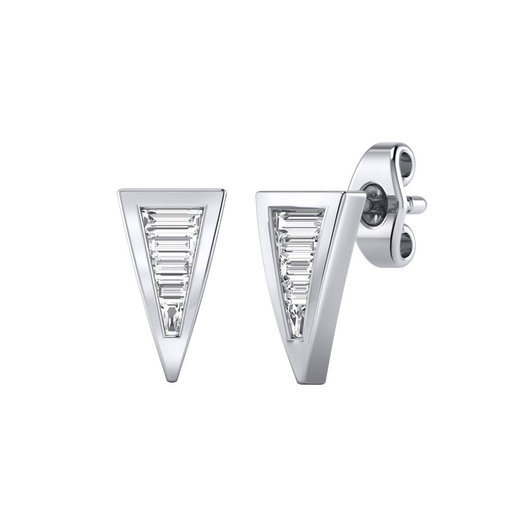 Auriya Triangle Shaped 1/4ctw Baguette Diamond Stud Earrings 14K Gold (H-I, I1-I2)