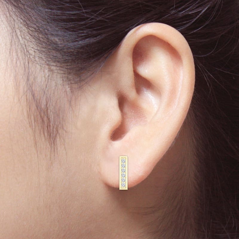 Auriya 1/5cttw Diamond Bar Stud Earrings 14K Gold