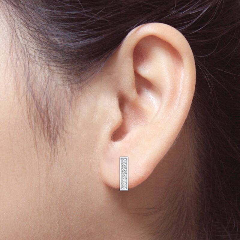 Auriya 1/5cttw Diamond Bar Stud Earrings 14K Gold