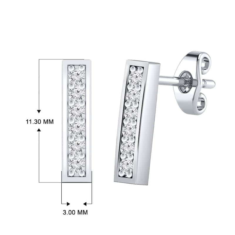 Auriya 1/5cttw Diamond Bar Stud Earrings 14K Gold