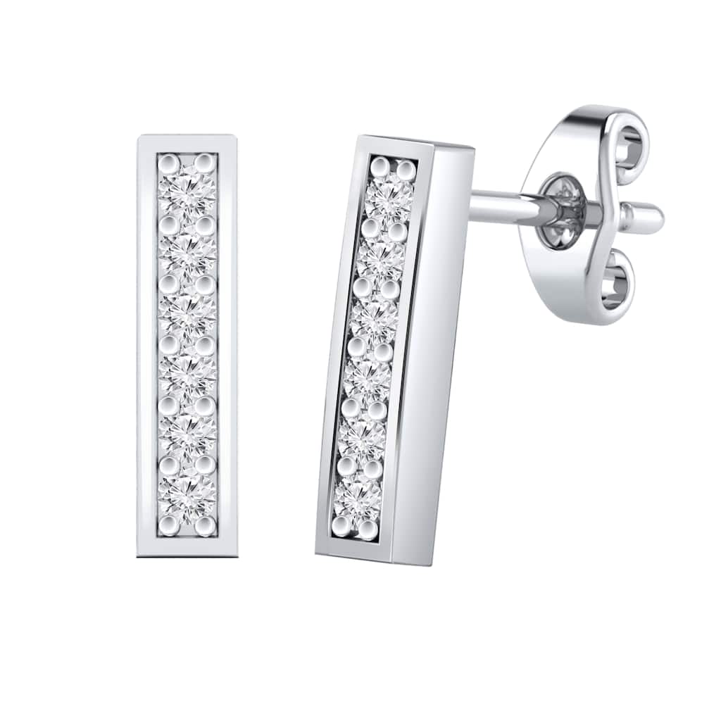 Auriya 1/5cttw Diamond Bar Stud Earrings 14K Gold