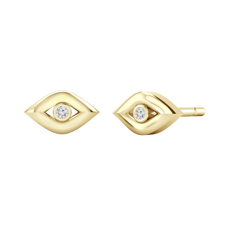 Auriya 0.02ctw Accent Diamond Evil Eye Small Stud Fashion Earrings 14k Gold - Yellow