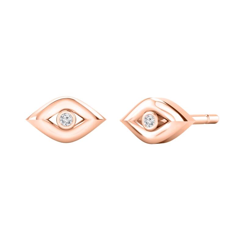 Auriya 0.02ctw Accent Diamond Evil Eye Small Stud Fashion Earrings 14k Gold - Rose