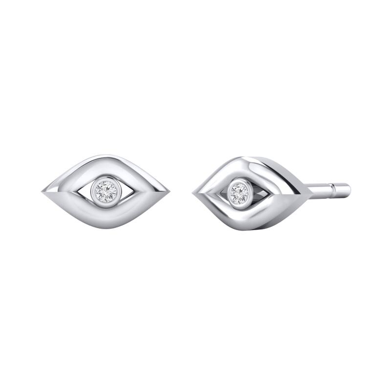 Auriya 0.02ctw Accent Diamond Evil Eye Small Stud Fashion Earrings 14k Gold - White