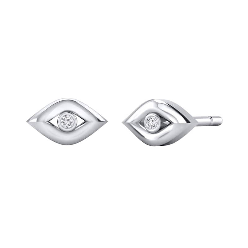 Auriya 0.02ctw Accent Diamond Evil Eye Small Stud Fashion Earrings 14k Gold