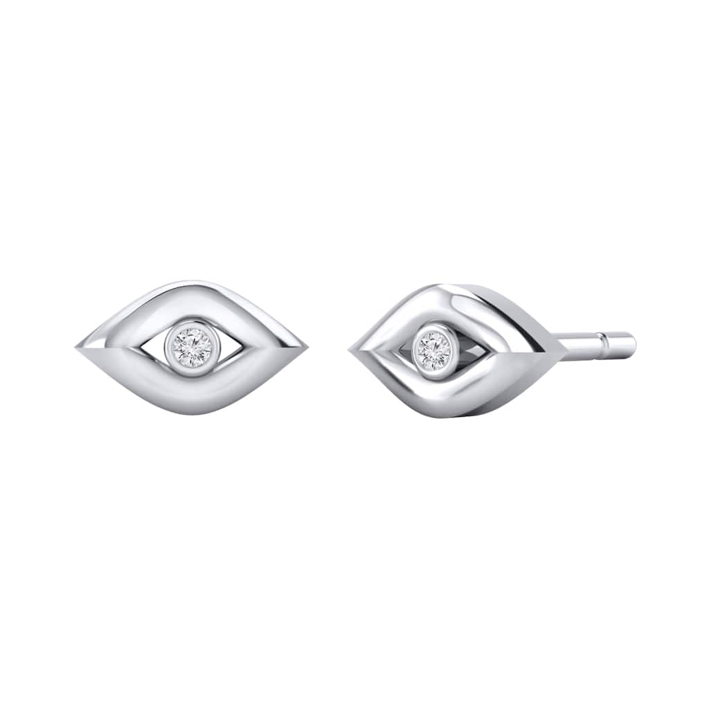 Auriya 0.02ctw Accent Diamond Evil Eye Small Stud Fashion Earrings 14k Gold