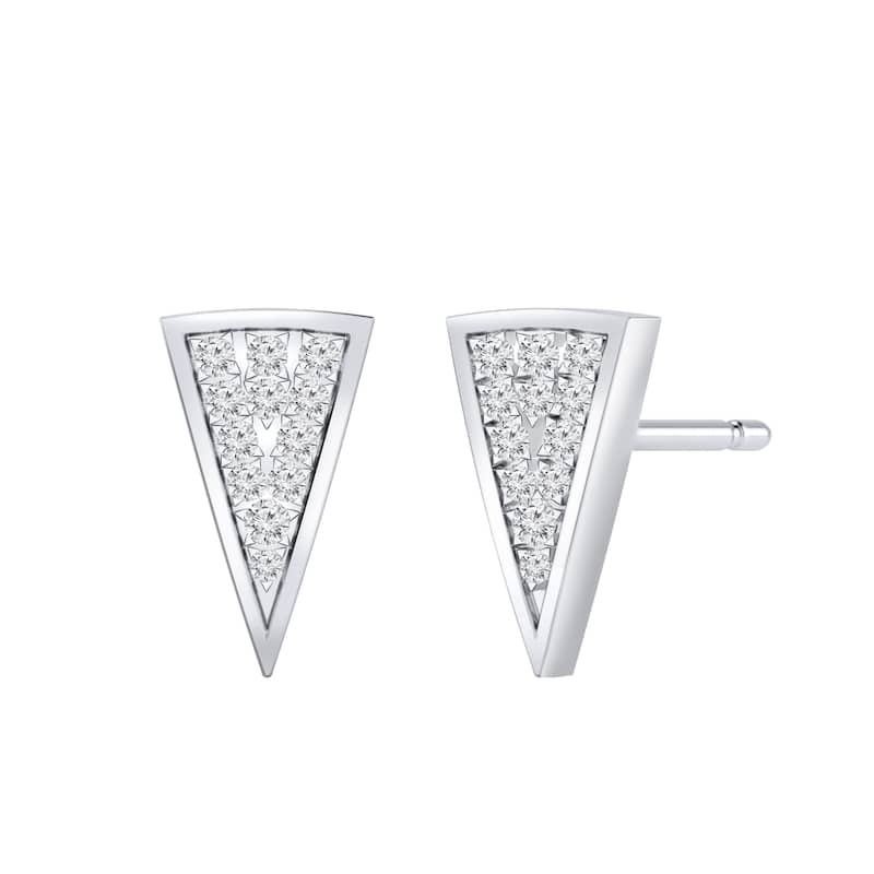 Auriya Triangle Shaped 0.18ctw Diamond Stud Fashion Earrings 14K Gold - White