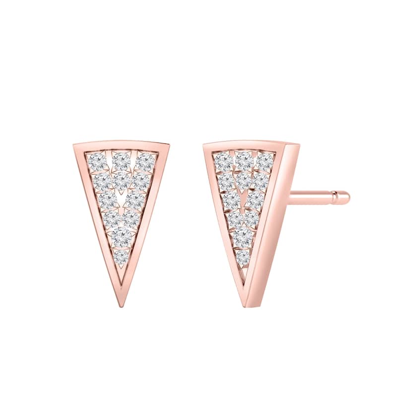 Auriya Triangle Shaped 0.18ctw Diamond Stud Fashion Earrings 14K Gold - Rose