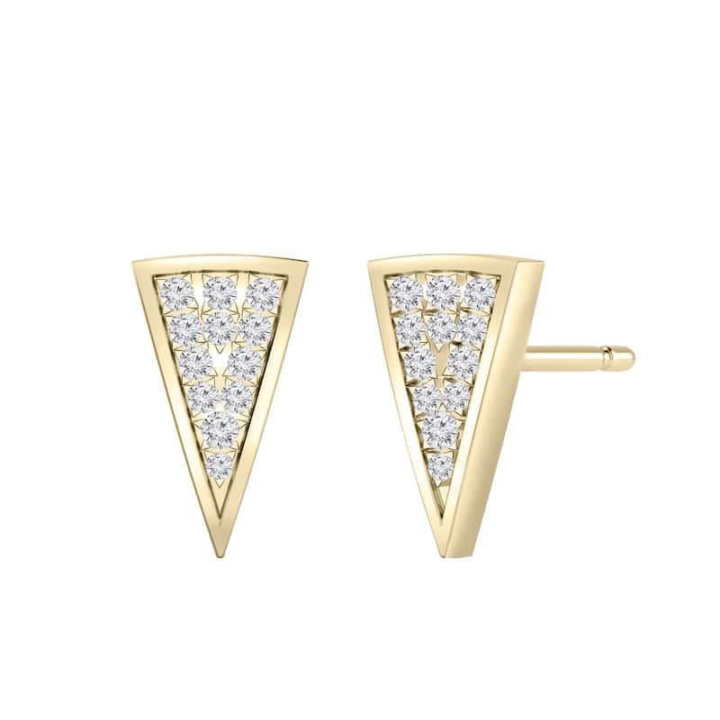 Auriya Triangle Shaped 0.18ctw Diamond Stud Fashion Earrings 14K Gold - Yellow